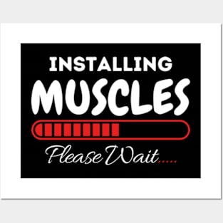 Installing Muscles Weightlifting funny Fitness Motivation T-Shirt Posters and Art